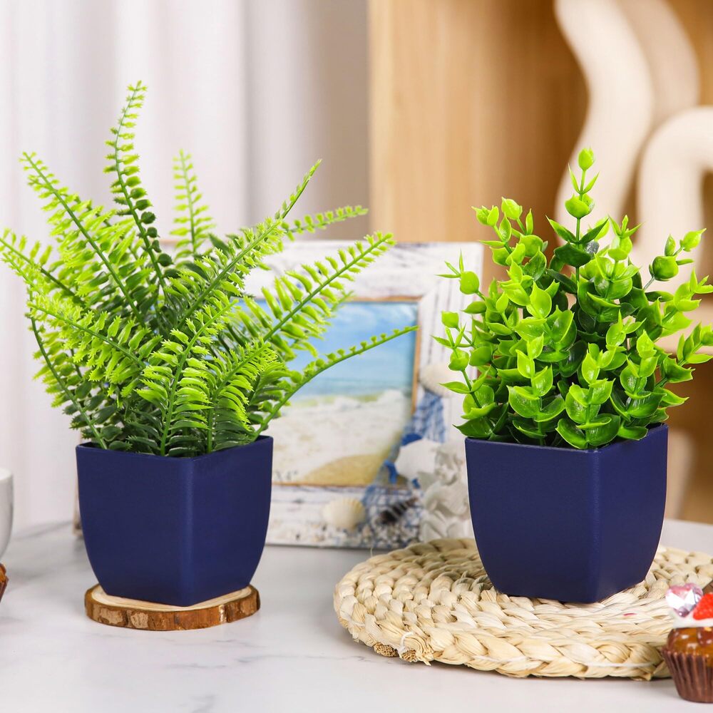 9912 Bundle of 2 Pack Artificial Potted Faux Plants and 2 Pack Plants - Picture 9 of 9